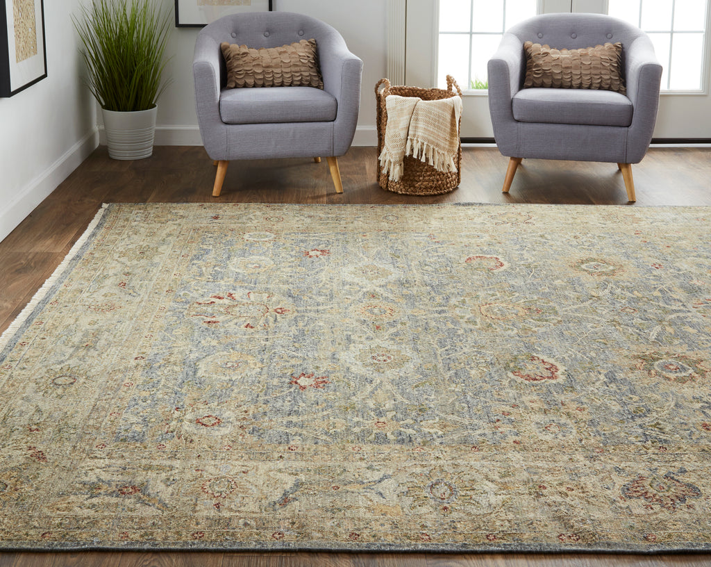 Marabel Traditional Damask Brown Tan Taupe Area Rug (5'6" x 8'6")