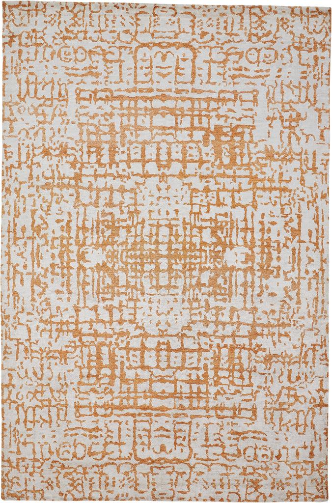 Leif Transitional Distressed Ivory Orange Area Rug (7'9" x 9'9")