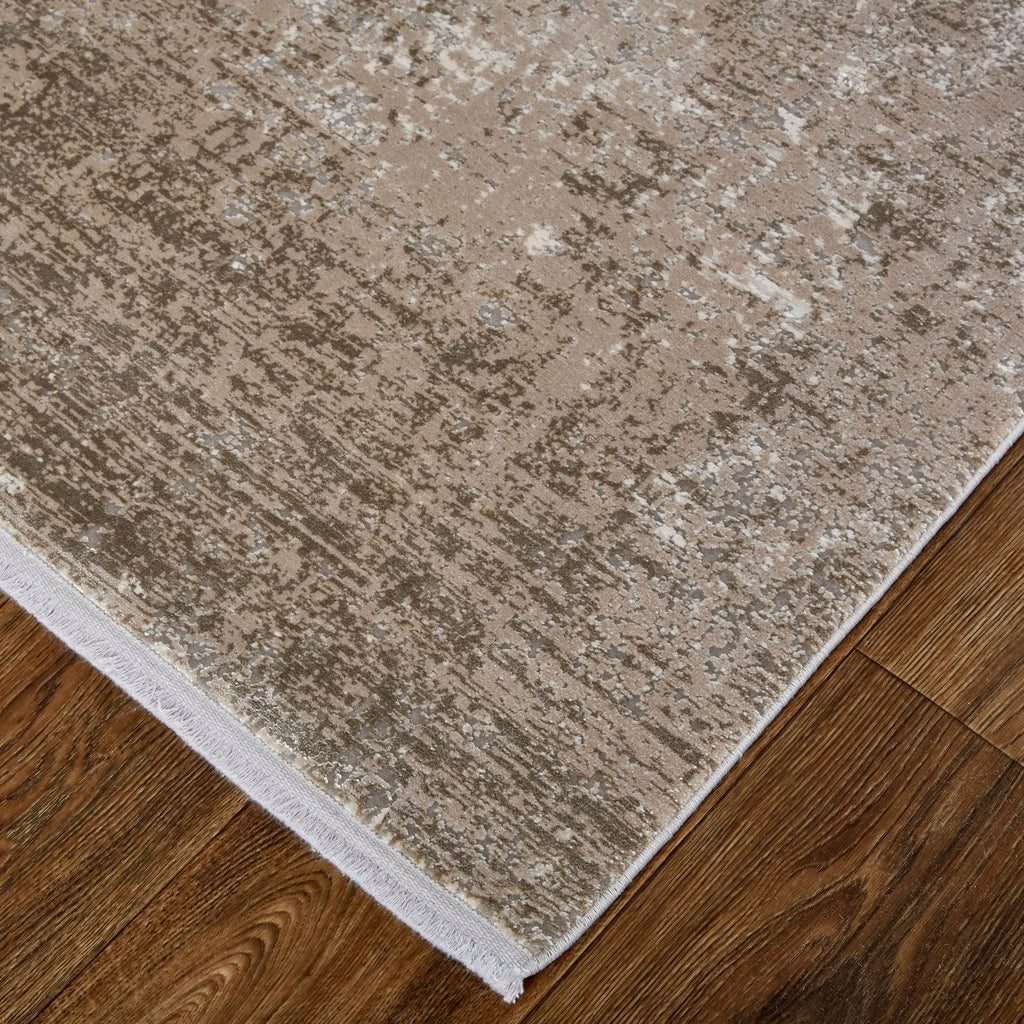 Cadiz Modern Abstract Tan Ivory Gray Area Rug (12' x 18')