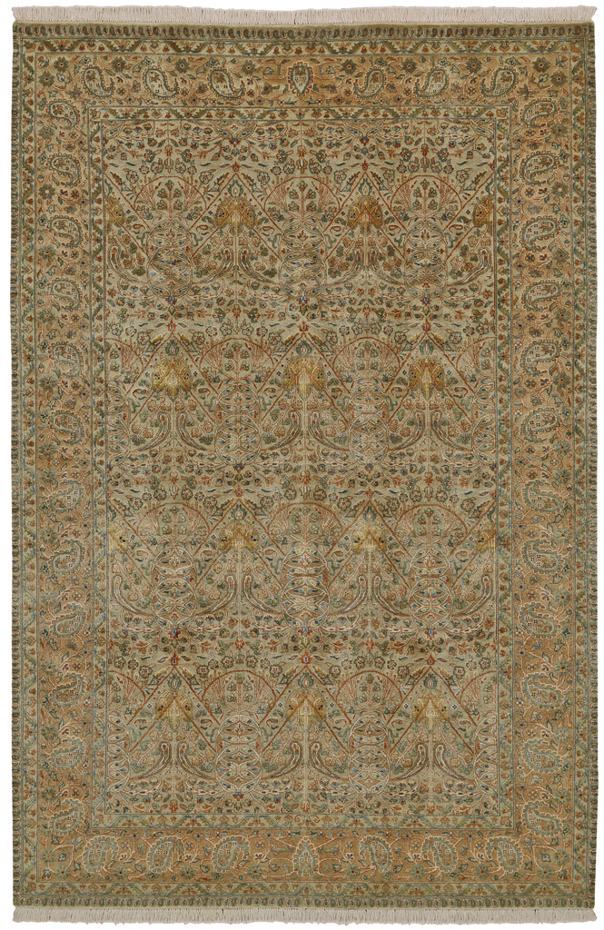 Sophia Traditional Oriental Gold Orange Ivory Area Rug (5'6" x 8'6")