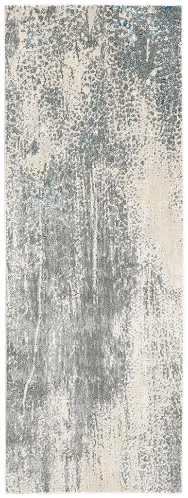 Azure Modern Watercolor Gray Blue Ivory Area Rug (2'10" x 7'10")