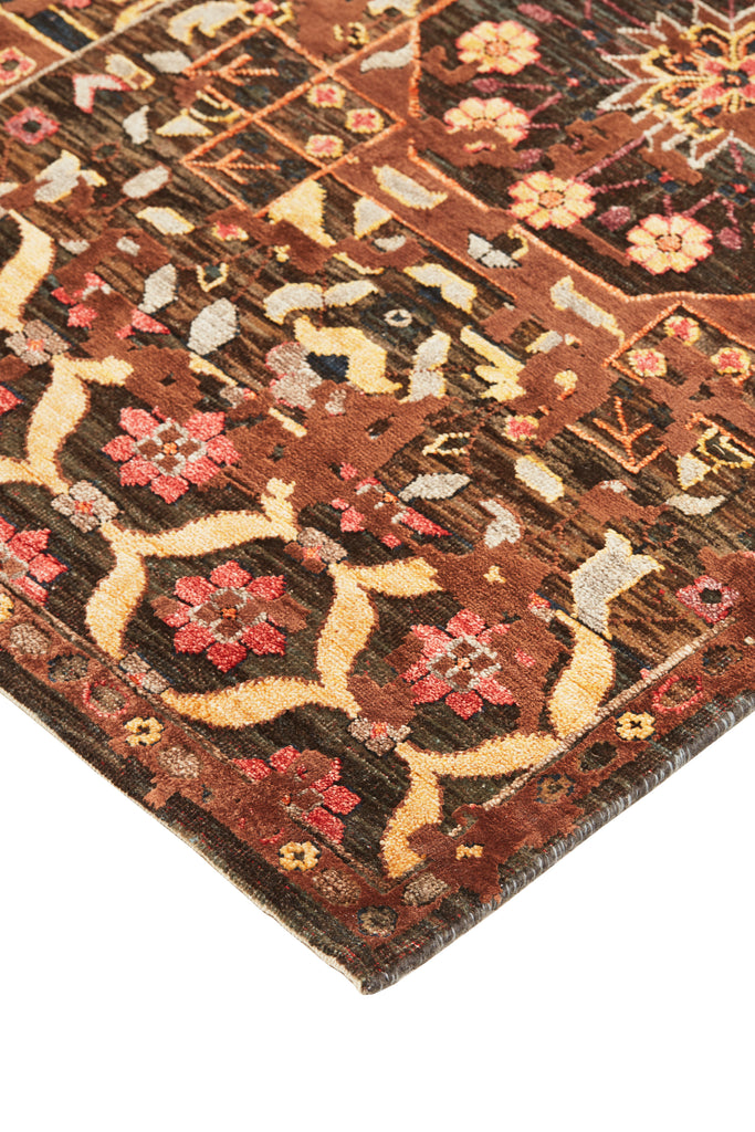 Lanister Traditional Medallion Brown Red Ivory Area Rug (7'9" x 9'9")