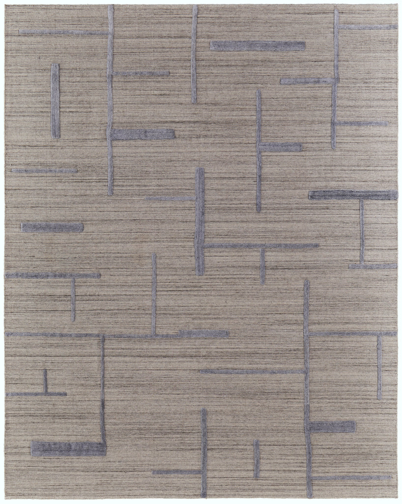 Longridge Modern Geometric Ivory Blue Area Rug (10' x 14')