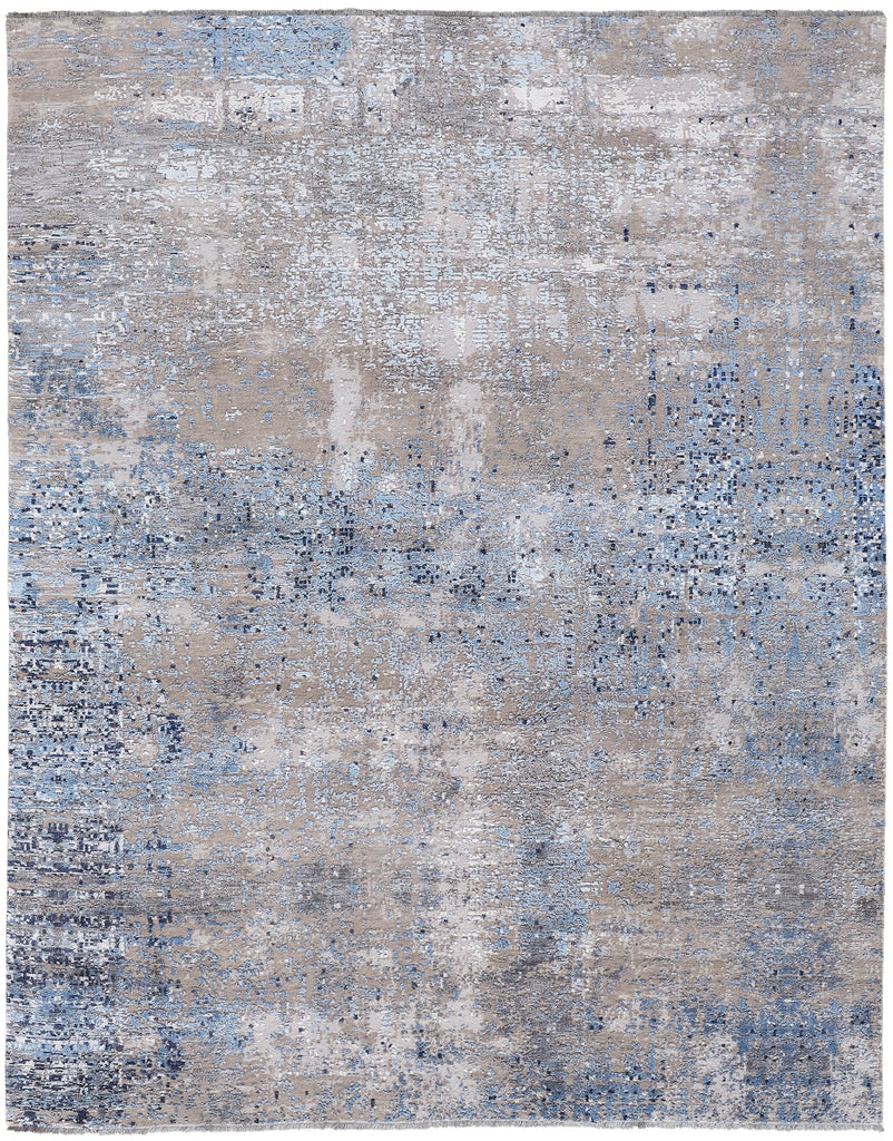 Fowler Transitional Watercolor Blue Ivory Silver Area Rug (11'6" x 15')