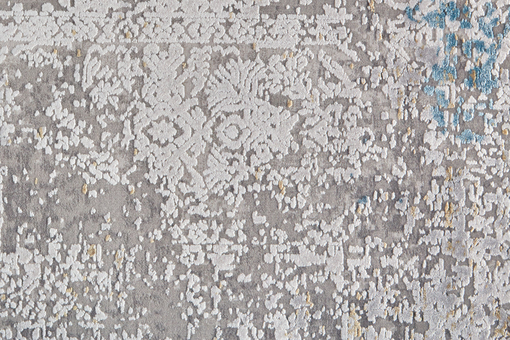 Cadiz Modern Abstract Ivory Blue Gold Area Rug (6'6" x 9'6")