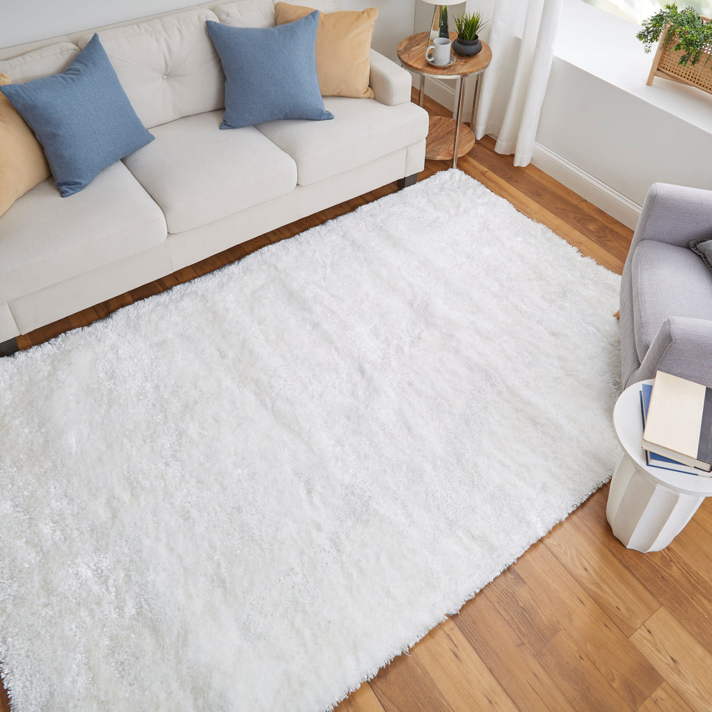 Blunham Modern Solid White Ivory Area Rug (5' x 8')