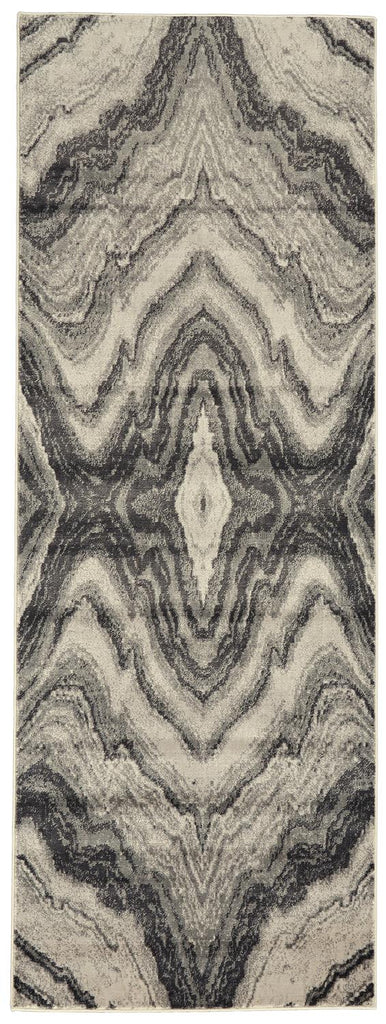 Katari Transitional Abstract Gray Ivory Tan Area Rug (2'10" x 7'10")