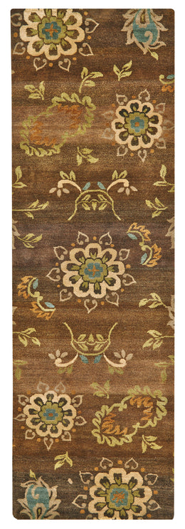 Amzad Transitional Floral Botanical Brown Tan Green Area Rug (4' x 6')