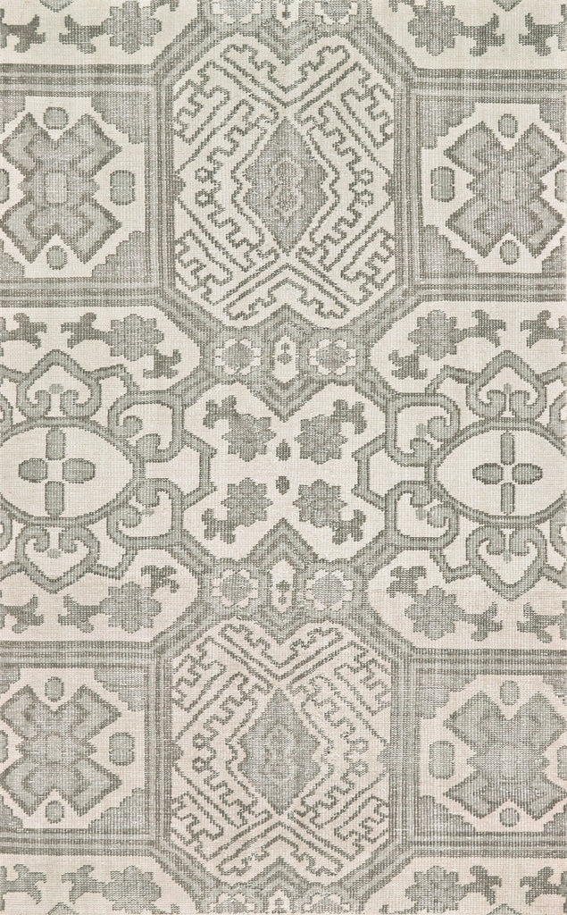 Rumi Modern Geometric Gray Ivory White Area Rug (8'6" x 11'6")