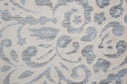 Milton Modern Floral Botanical Blue Ivory Tan Area Rug (10'2" x 13'9")