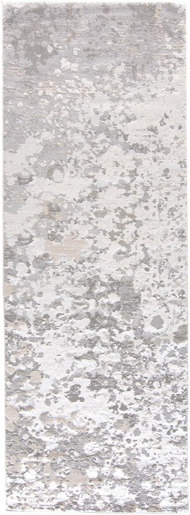 Micah Modern Abstract Silver Gray White Area Rug (2'10" x 7'10")