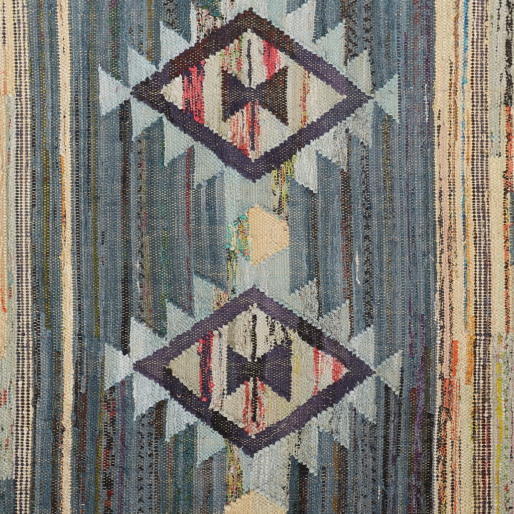 Ezra II Transitional Diamond Blue Purple Tan Area Rug (8' x 10')