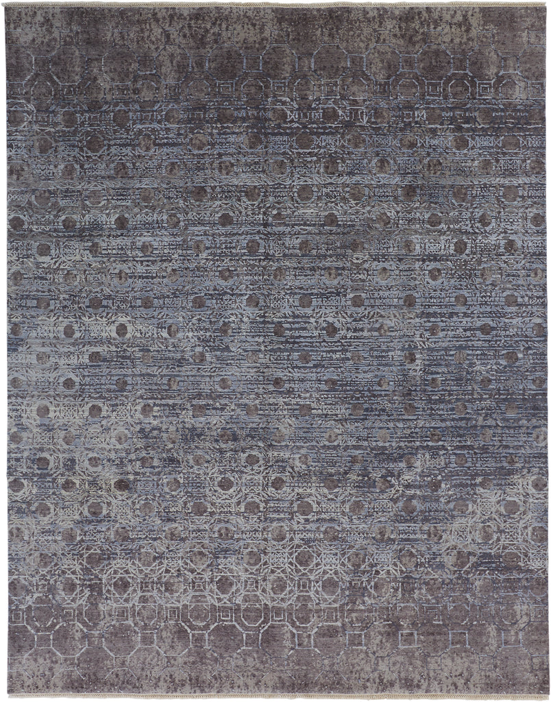 Hannah Modern Distressed Blue Gray Taupe Area Rug (11'6" x 15')