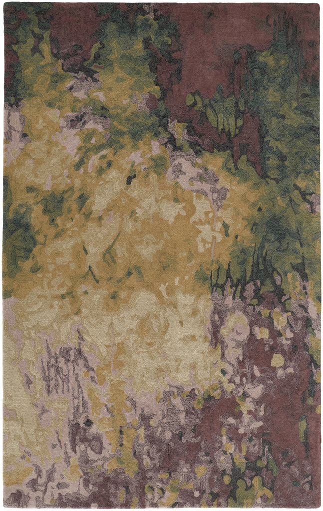 Amira Transitional Abstract Gold Purple Green Area Rug (8' x 10')