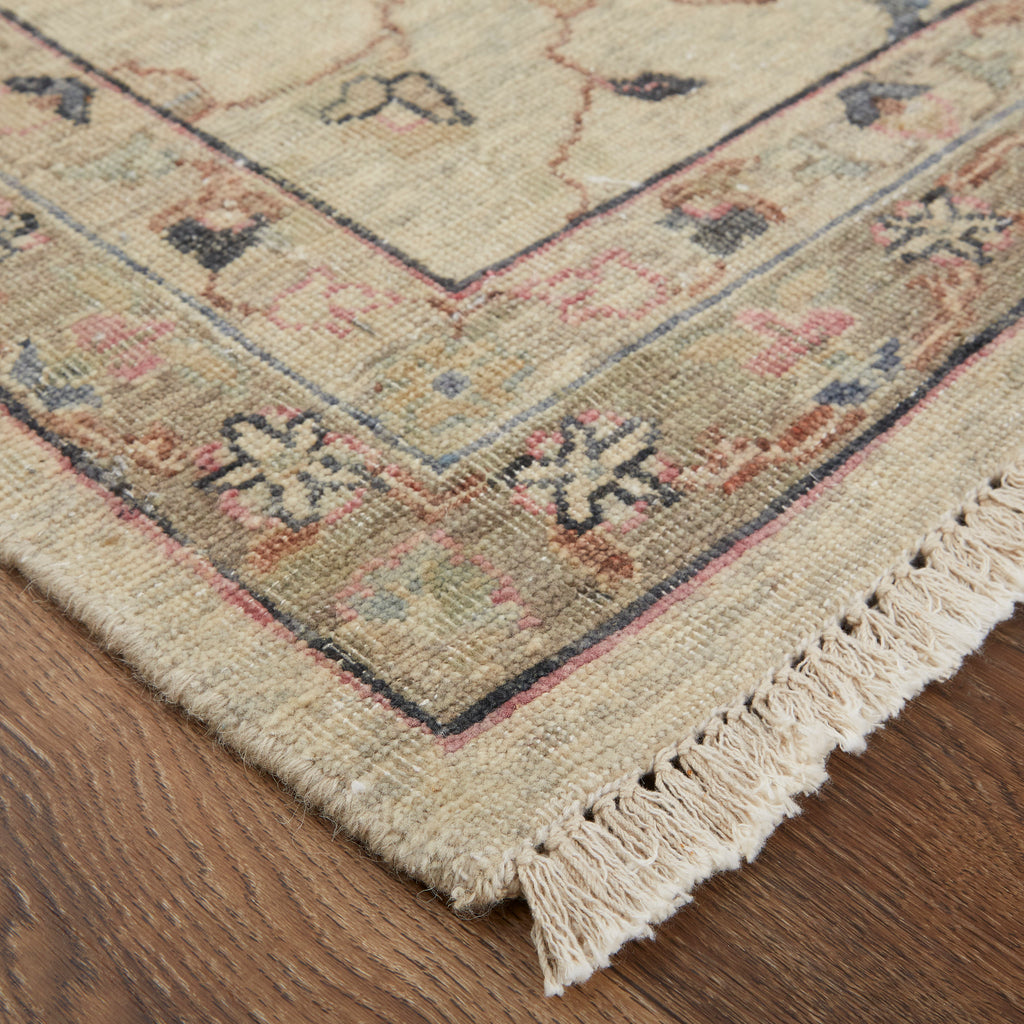 Marabel Traditional Floral Botanical Ivory Pink Blue Area Rug (5'6" x 8'6")