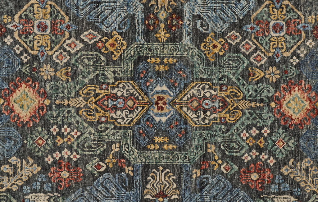 Atarah Transitional Oriental Blue Gold Red Area Rug (7'9" x 9'9")