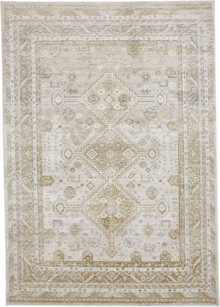 Aura Modern Persian Gold Ivory Area Rug (6'7" x 9'6")