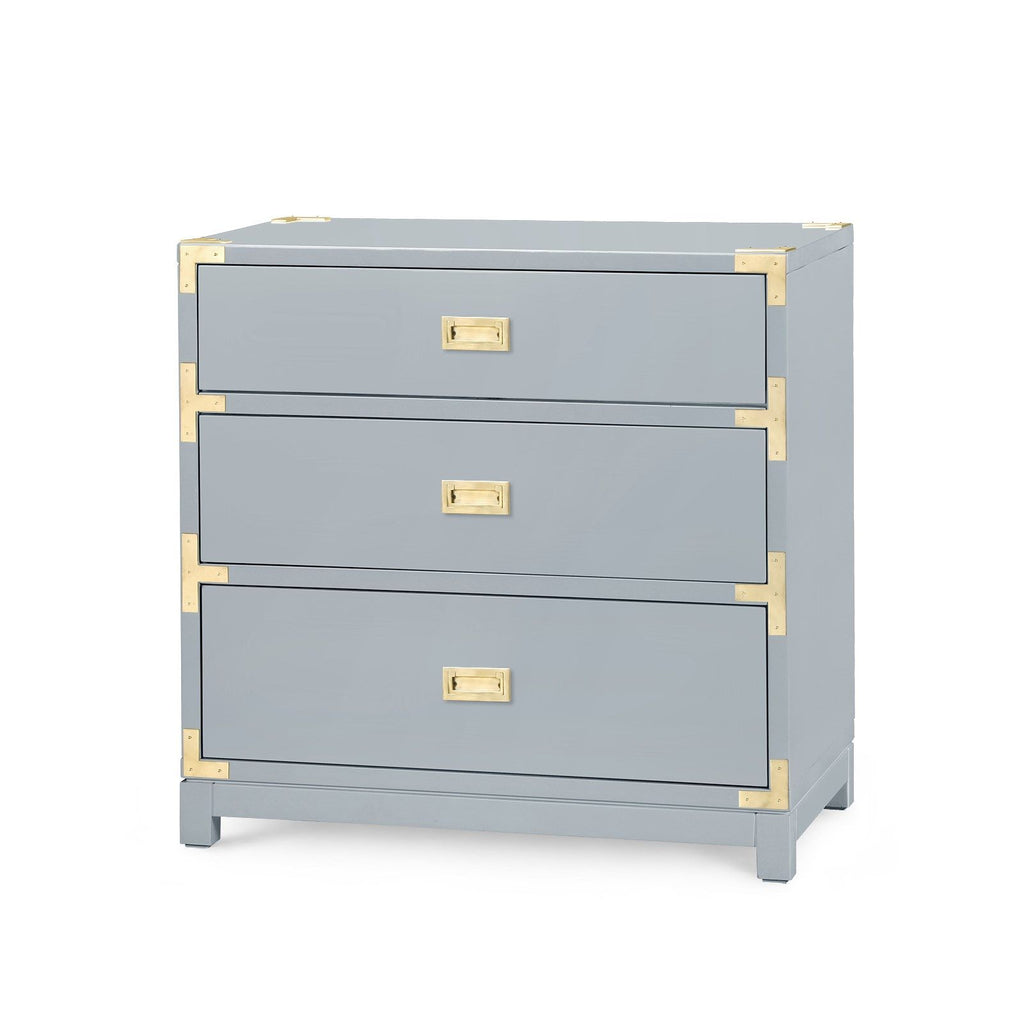 Victoria 3-Drawer Side Table - Gloss Stone Gray
