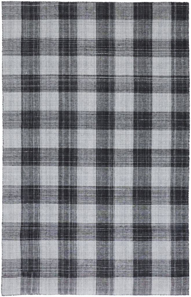 Jemma Transitional Plaid Black Gray Area Rug (4' x 6')