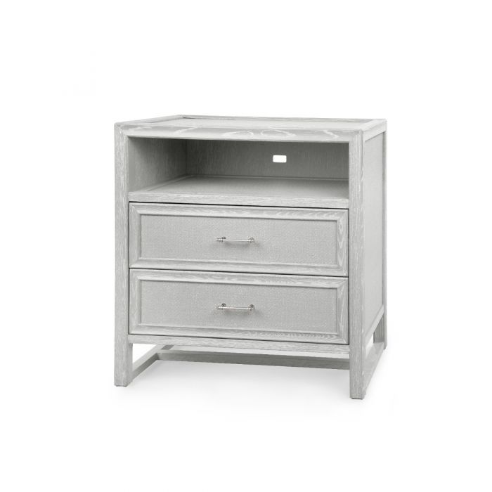 Vivian 2-Drawer Side Table, Soft Gray