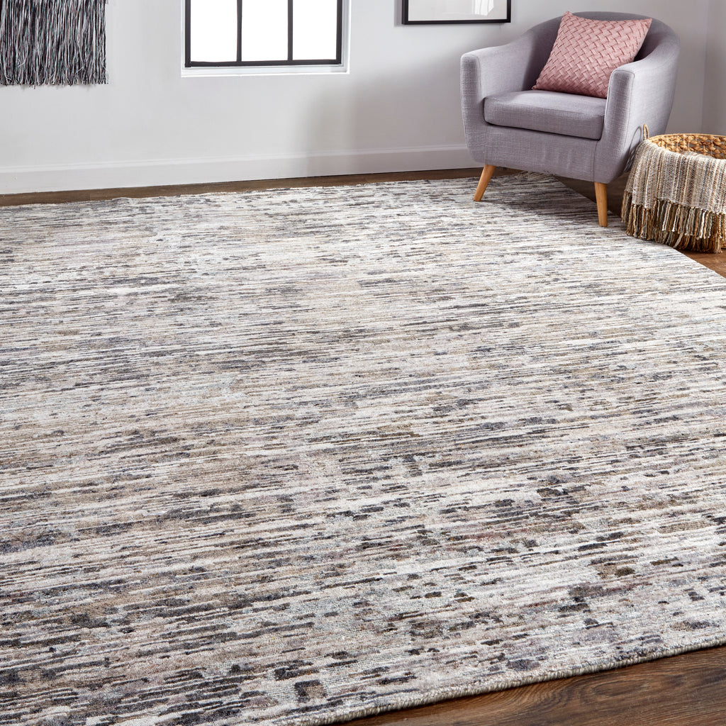 Conroe Modern Abstract Gray Blue Silver Area Rug (3'6" x 5'6")