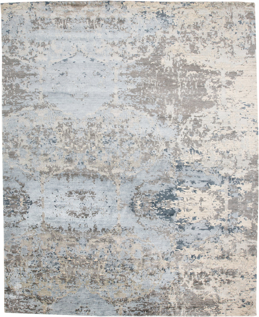 Hayden Modern Watercolor Blue Taupe Ivory Area Rug (8'6" x 11'6")