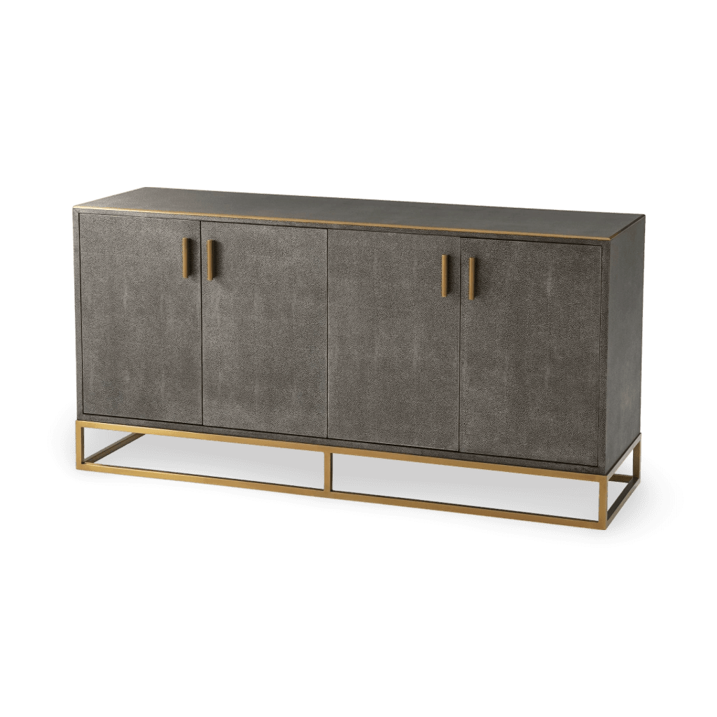 Huett Buffet, Tempest Shagreen with Brushed Brass Finish