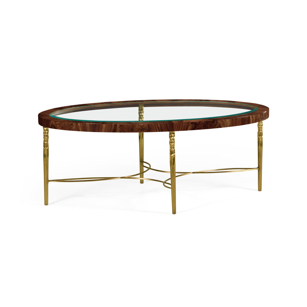 Sherwood Oak Oval Cocktail Table With Brass Base