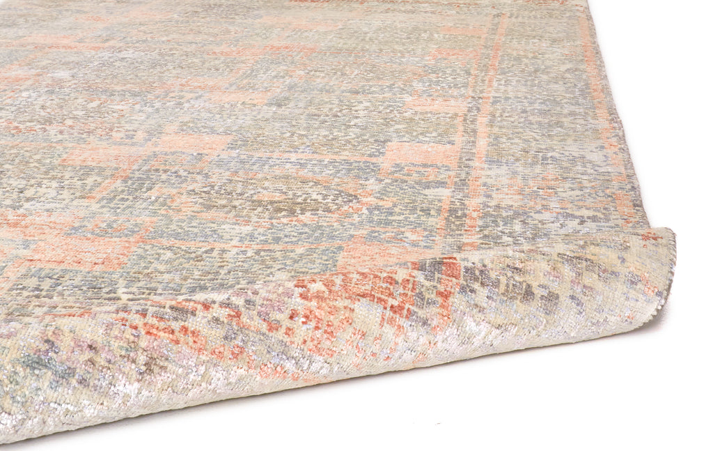 Eros Modern Distressed Ivory Blue Orange Area Rug (5'6" x 8'6")