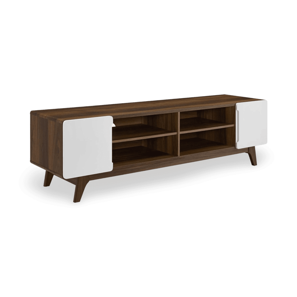 Tread 70" Media Console TV Stand in Walnut White