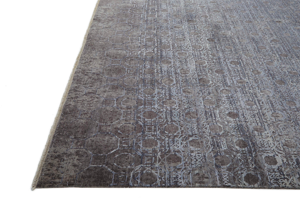 Hannah Modern Distressed Blue Gray Taupe Area Rug (9'6" x 13'6")