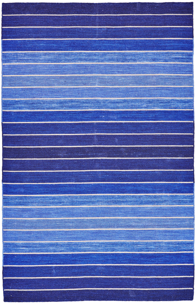 Santino Transitional Stripes Blue Area Rug (8' x 11')