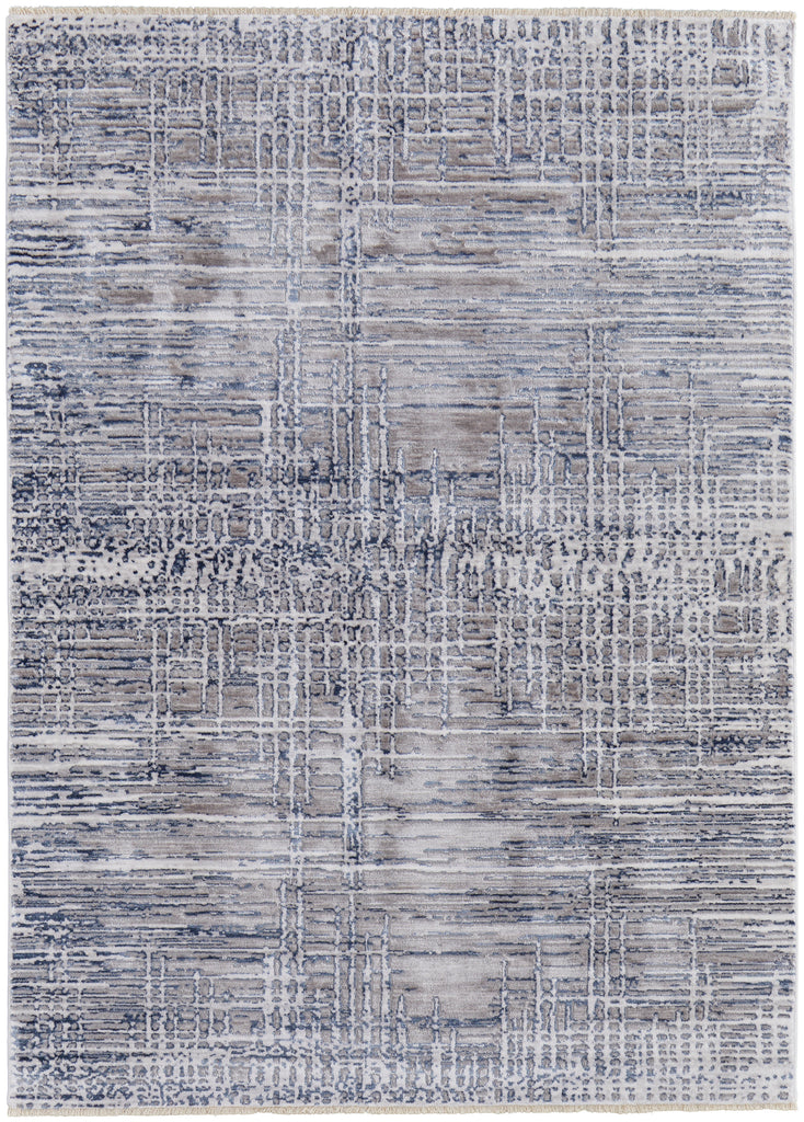 Kyra Transitional Abstract Gray Blue Area Rug (1'8" x 2'10")