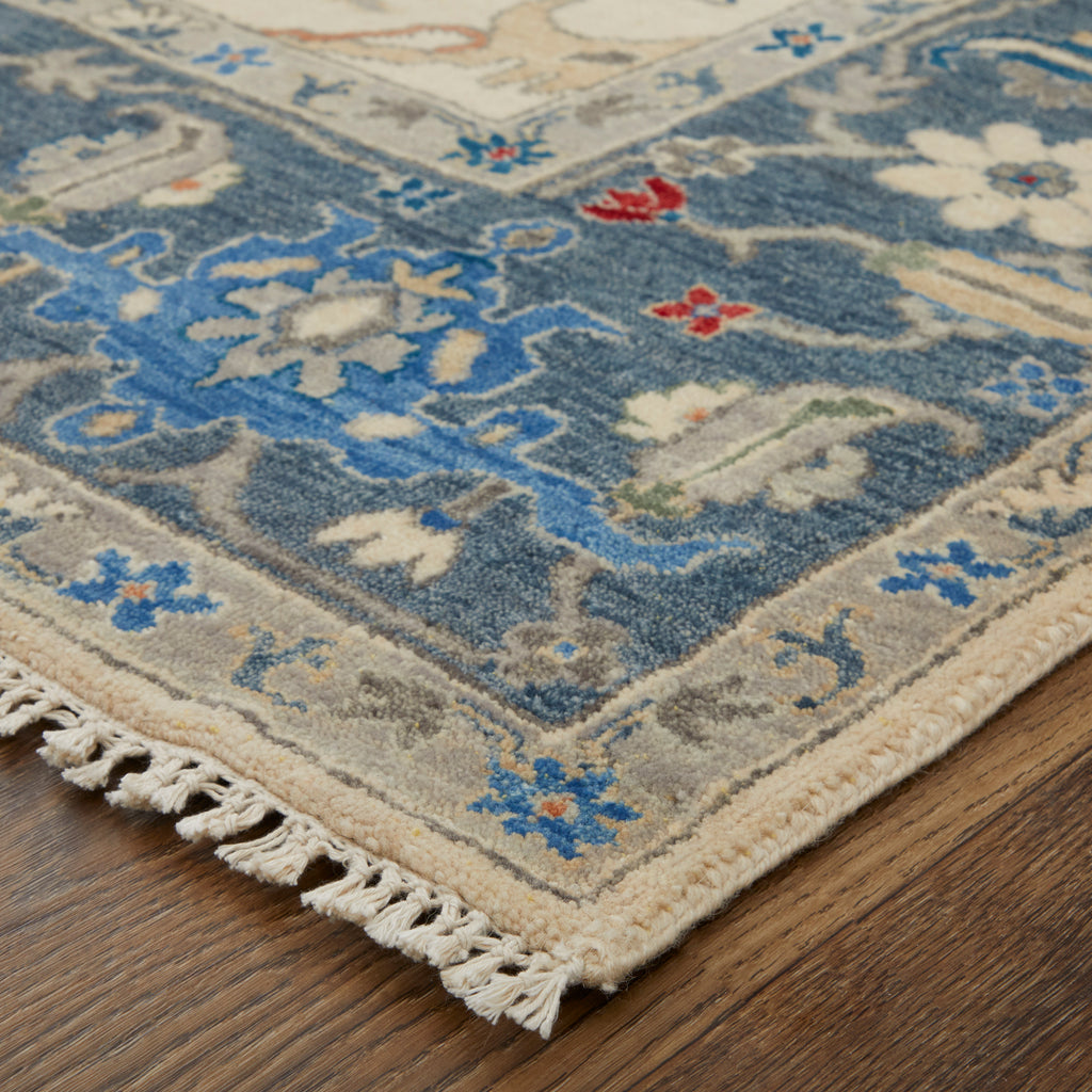 Bhatia Traditional Oriental Ivory Blue Tan Area Rug (11'6" x 15')