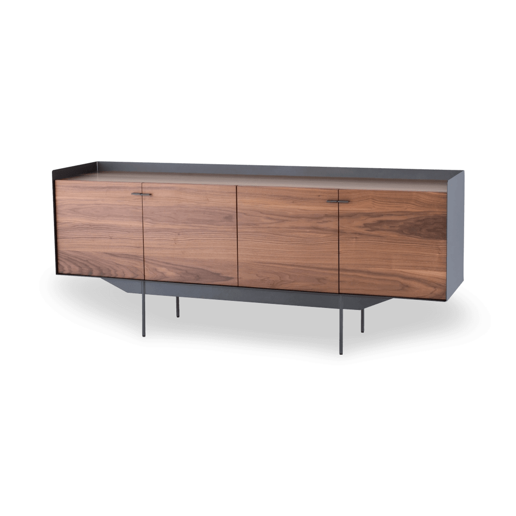 Egon Sideboard Cabinet - Walnut with Titanium Steel Base