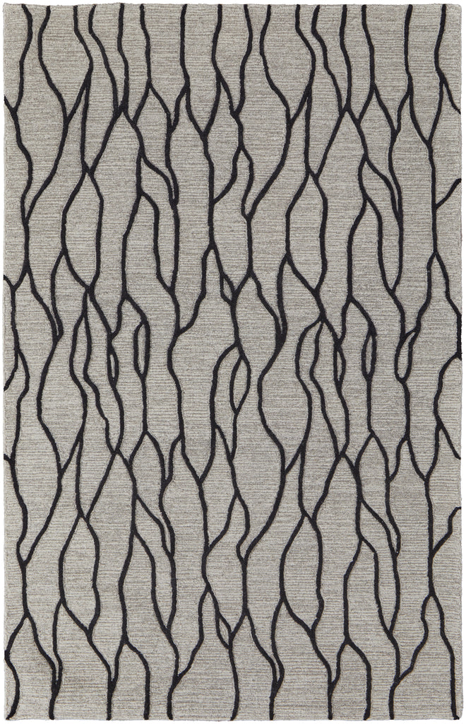 Enzo Transitional Abstract Ivory Black Taupe Area Rug (3'6" x 5'6")