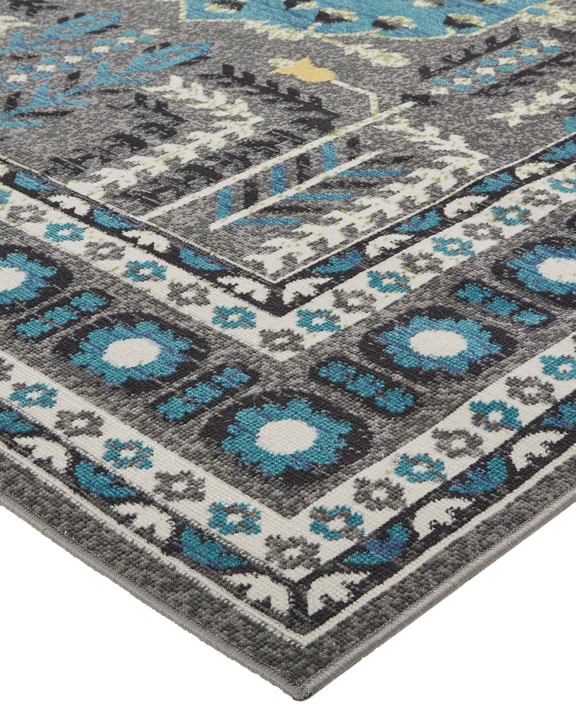 Foster Transitional Medallion Gray Blue Green Area Rug (10' x 13'2")