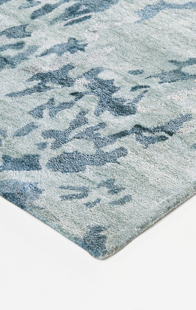 Dryden Transitional Abstract Blue Green Silver Area Rug (3'6" x 5'6")