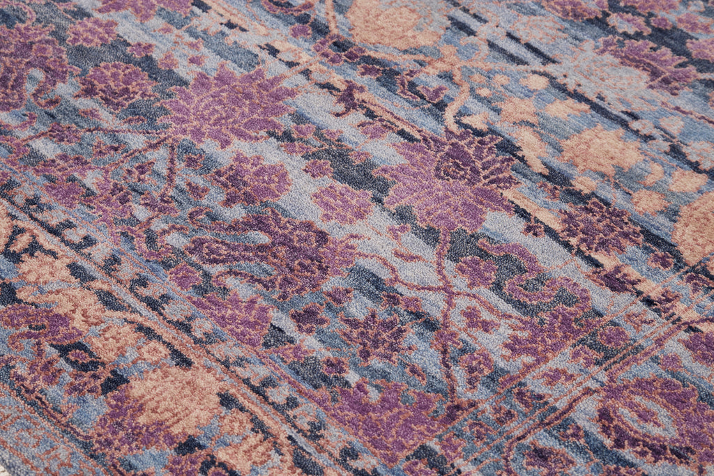 Mariell Transitional Damask Purple Blue Tan Area Rug (11'6" x 15')