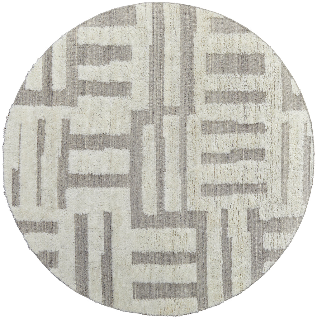 Ashby Transitional Geometric Gray Ivory Area Rug (9' x 9')