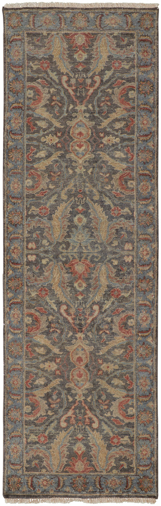 Marabel Traditional Oriental Brown Blue Ivory Area Rug (2'6" x 10')