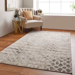 Camellia Transitional Abstract Ivory Gray Area Rug (8' x 10')