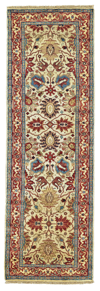 Anoosha Traditional Persian Ivory Red Blue Area Rug (2'6" x 12')