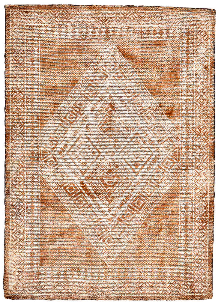 Bethania Traditional Diamond Orange Ivory Area Rug (2' x 3')