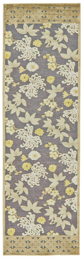 Saphir Mah Modern Floral Botanical Brown Gray Ivory Area Rug (2'6" x 8')