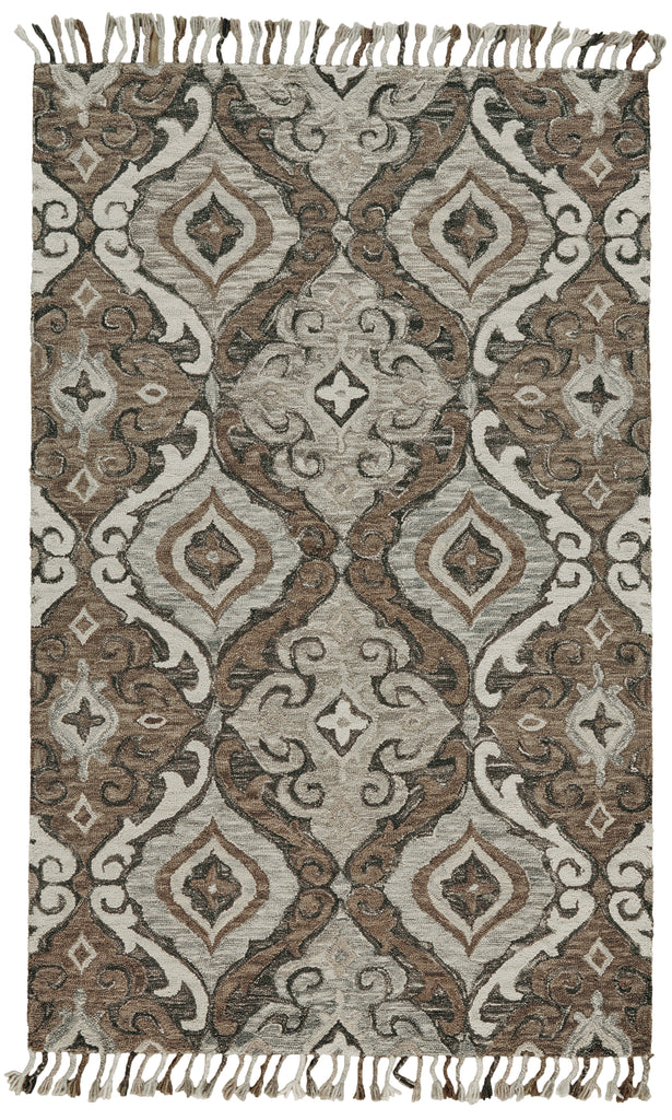 Abelia Transitional Geometric Gray Taupe Ivory Area Rug (2' x 3')