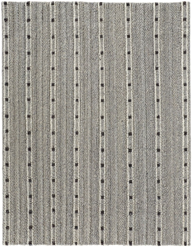 Cicero Transitional Stripes Gray Black White Area Rug (8' x 10')