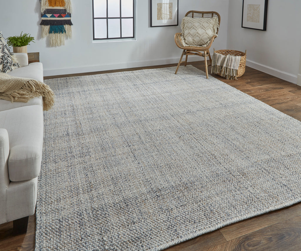 Naples Transitional Solid Ivory Tan Gray Area Rug (9' x 12')