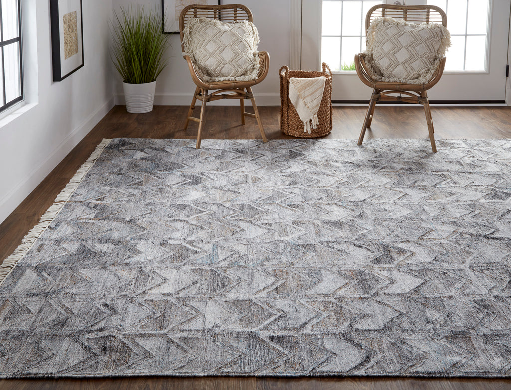 Beckett Transitional Herringbone Gray Silver Taupe Area Rug (3'6" x 5'6")