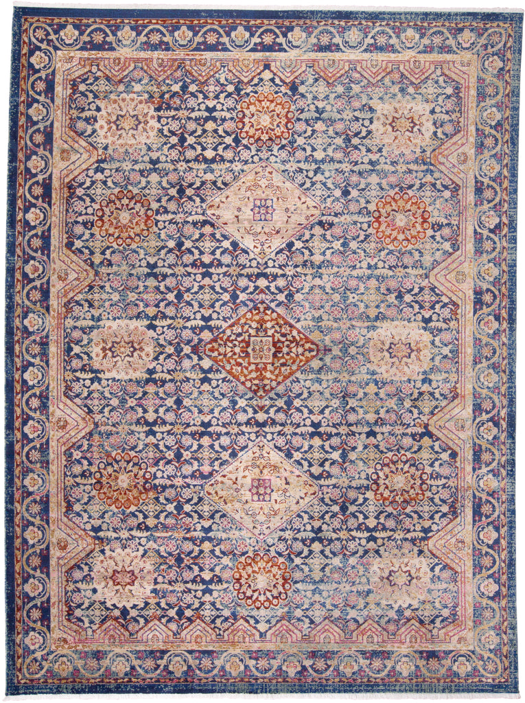 Torina Traditional Oriental Blue Red Gold Area Rug (3'6" x 5'6")